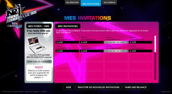 Jeu NRJ Music Awards 2008 Jeu NRJ Music Awards 2008