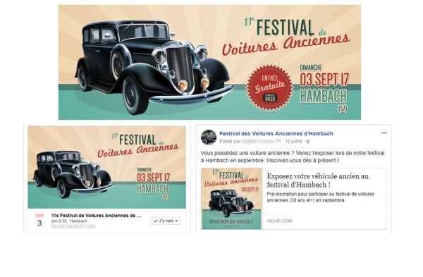 création encarts imagés festival de voitures anciennes hambach